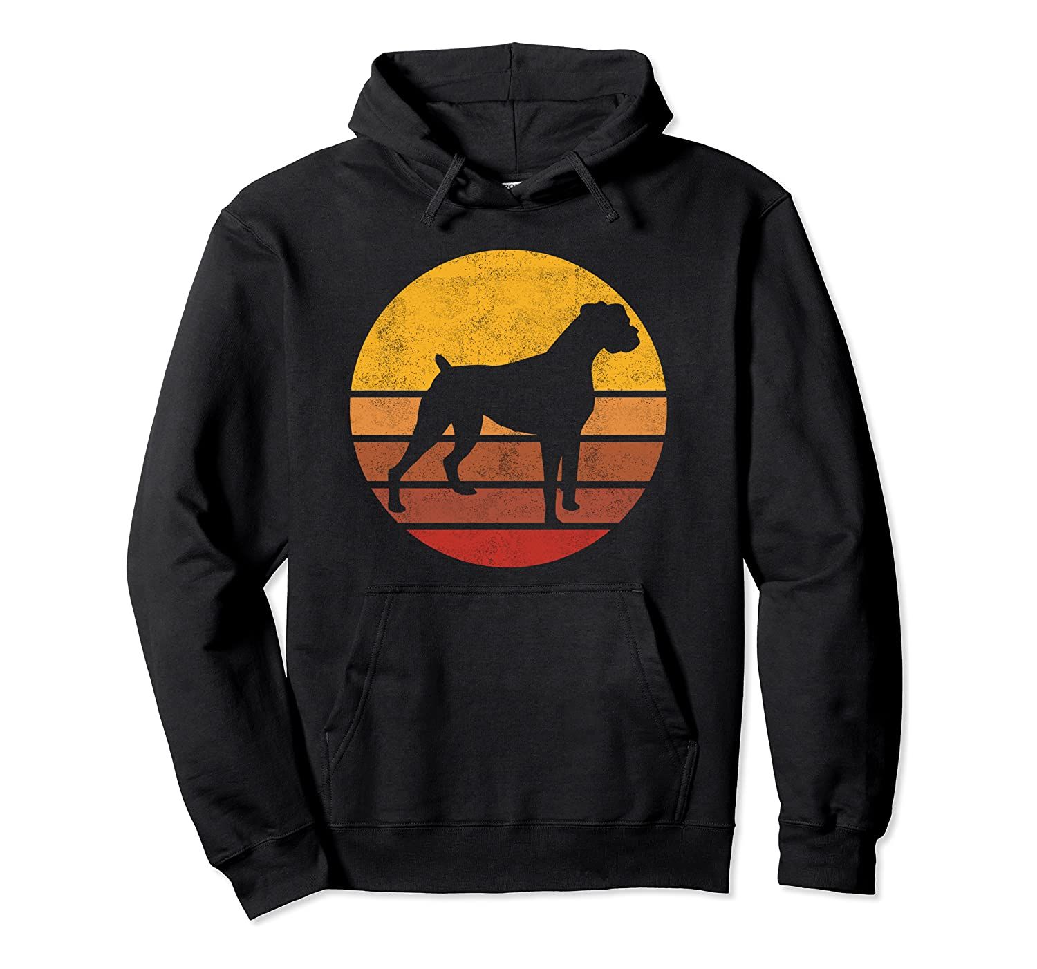 Vintage Sunset Trendy Animal Silhouette Boxer Dog Hoodie, T-Shirt, Sweatshirt, Tank Top, Racerback, Dolman