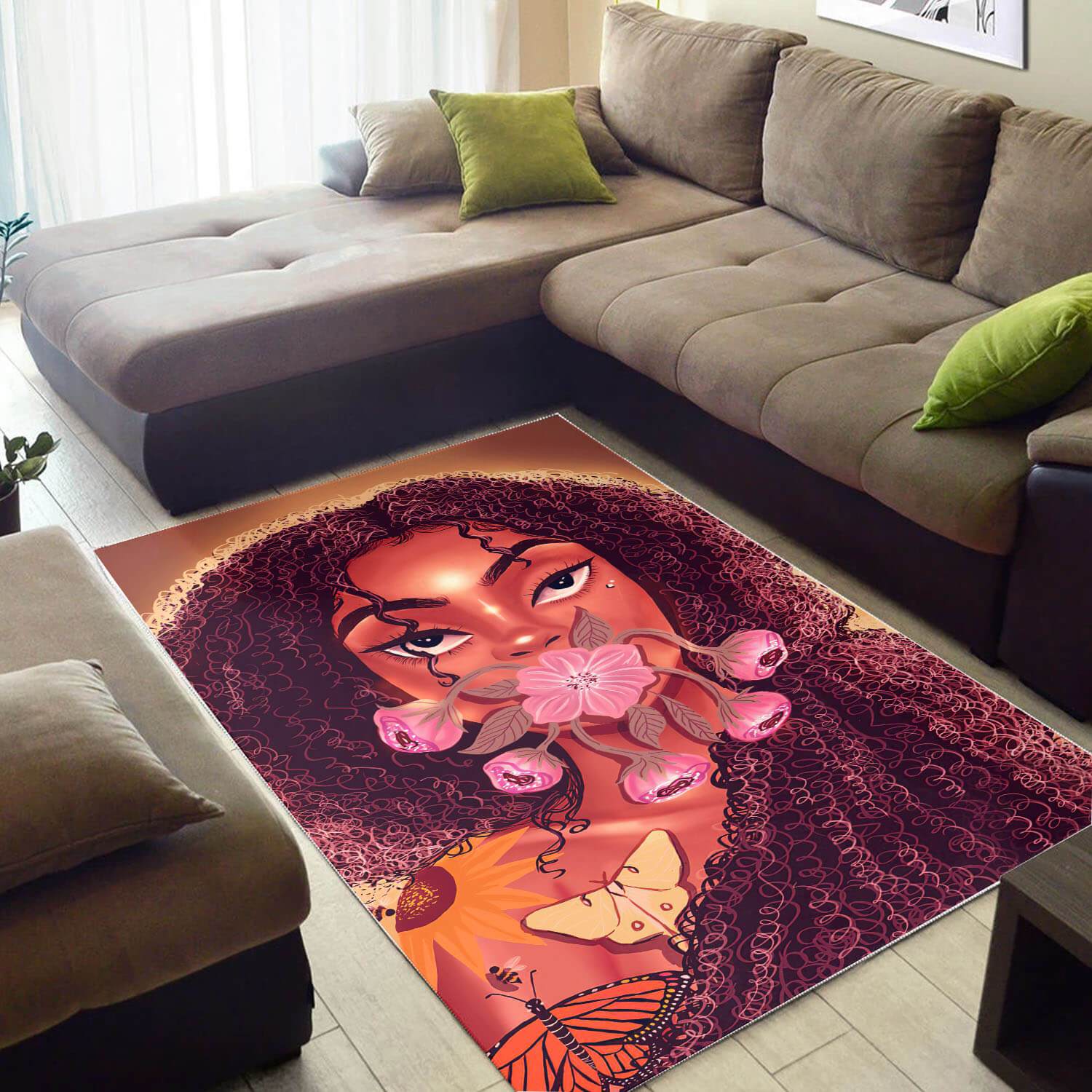 African Area Rug Pretty Afro Lady African Inspired Area Rug Afrocentric Home Decor Ideas WBG38915