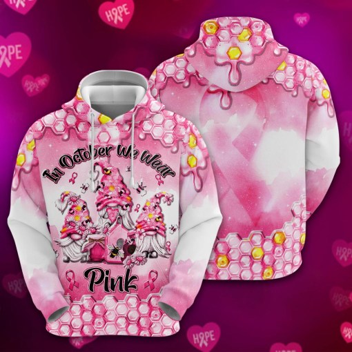 In October We Wear Pink Pink Gnomes Breast Cancer Awareness-3D Shirt