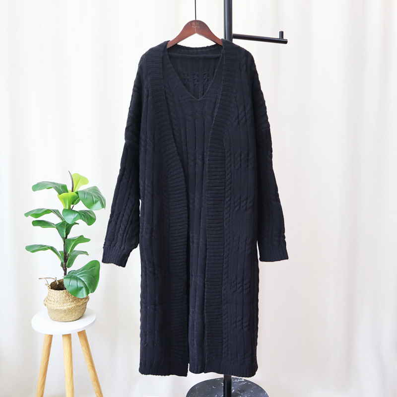 Winter Women Knitted 2 Pieces Set Casual Long Coat Dress Thicken Long Sleeve Sweater Cardigan +Knitted Dress 2PCS Suits Warm Set alx