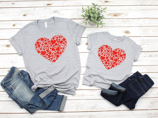 Mommy and Me Shirts, Mom and Daughter Shirt Set of 2, Matching Valentine’s Shirts, Hearts Shirt, Cute Shirts, Kids toddler mommy T shirt tee