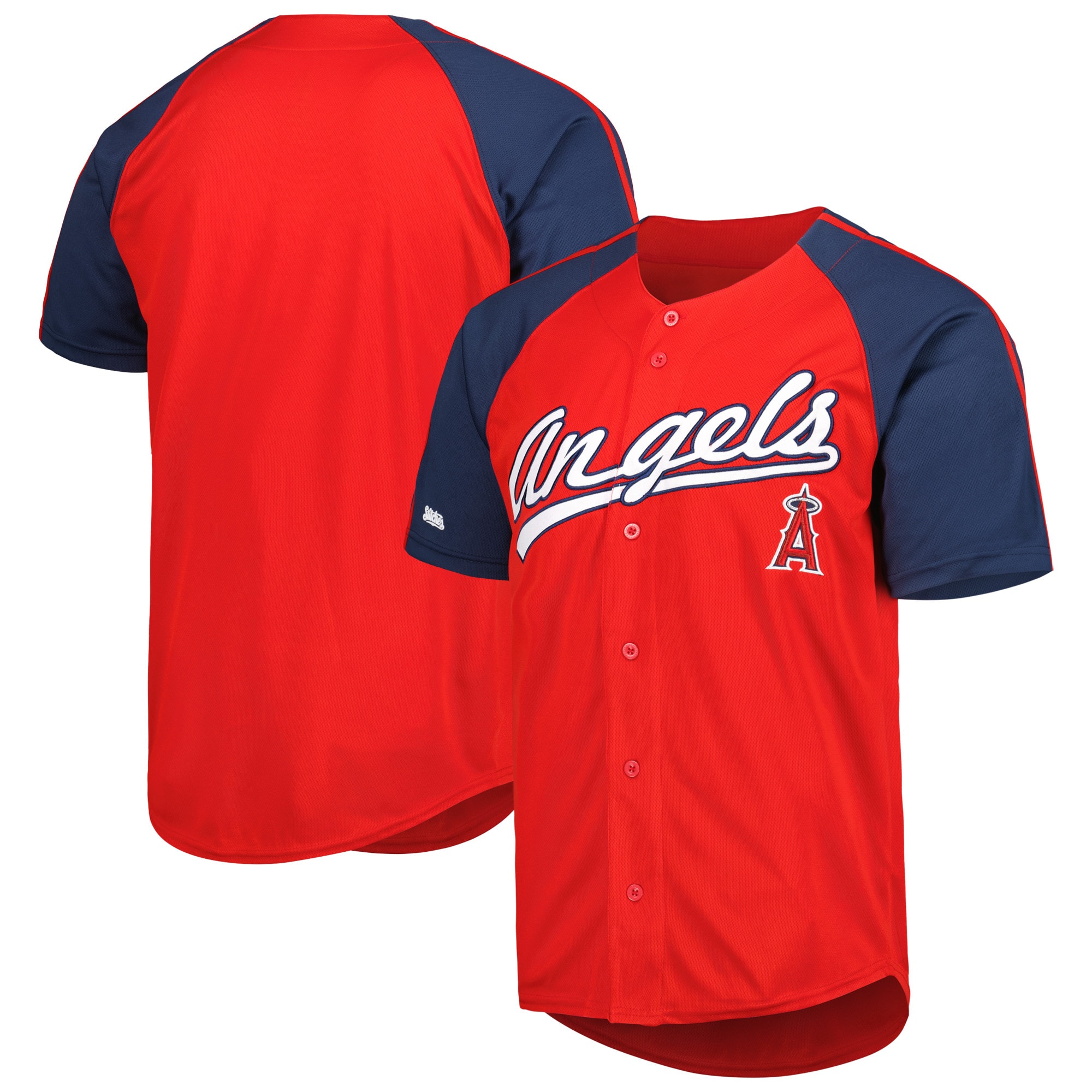 Los Angeles Angels Stitches Button-Down Raglan Fashion Jersey – Red