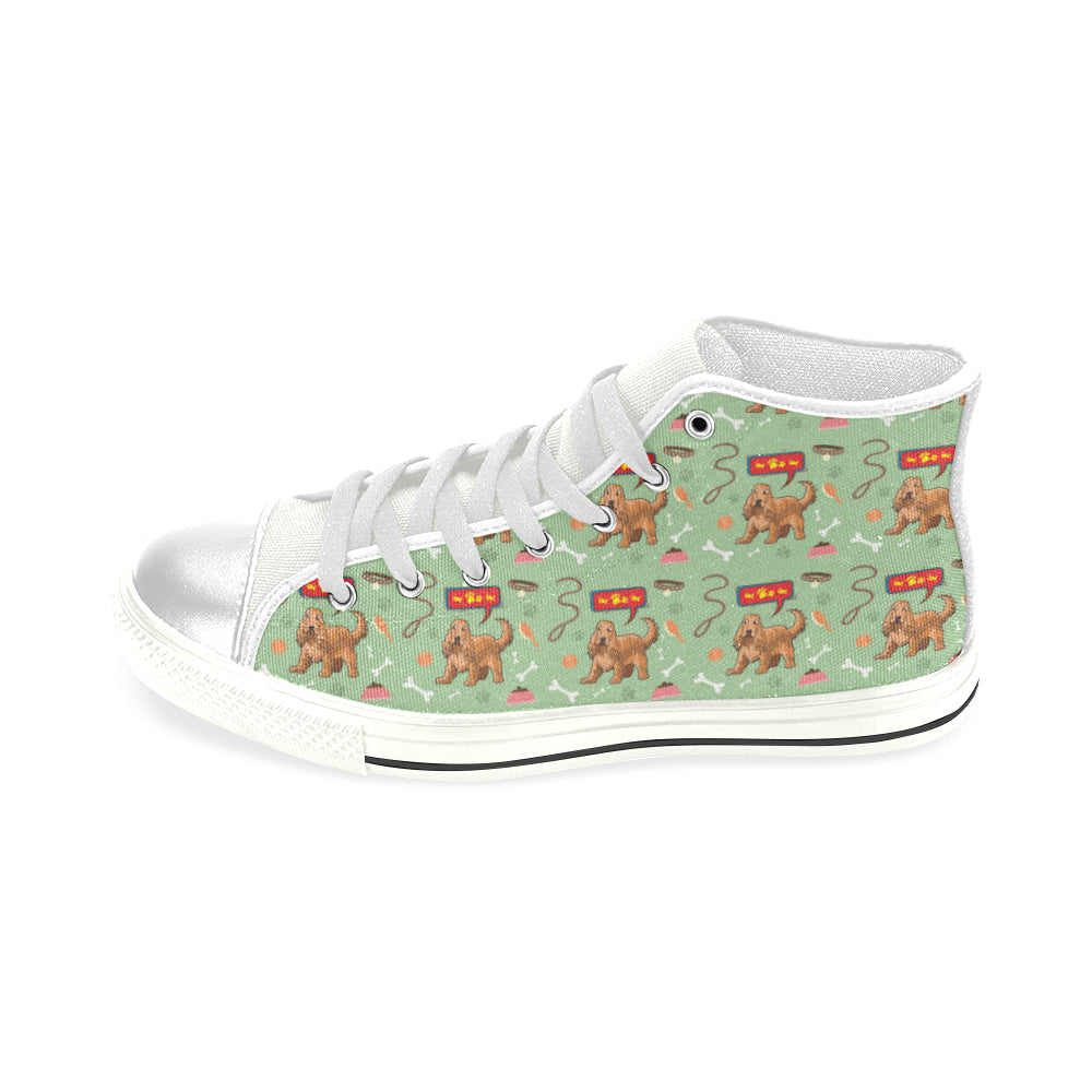 American Cocker Spaniel Pattern White High Top Canvas Shoes for Kid