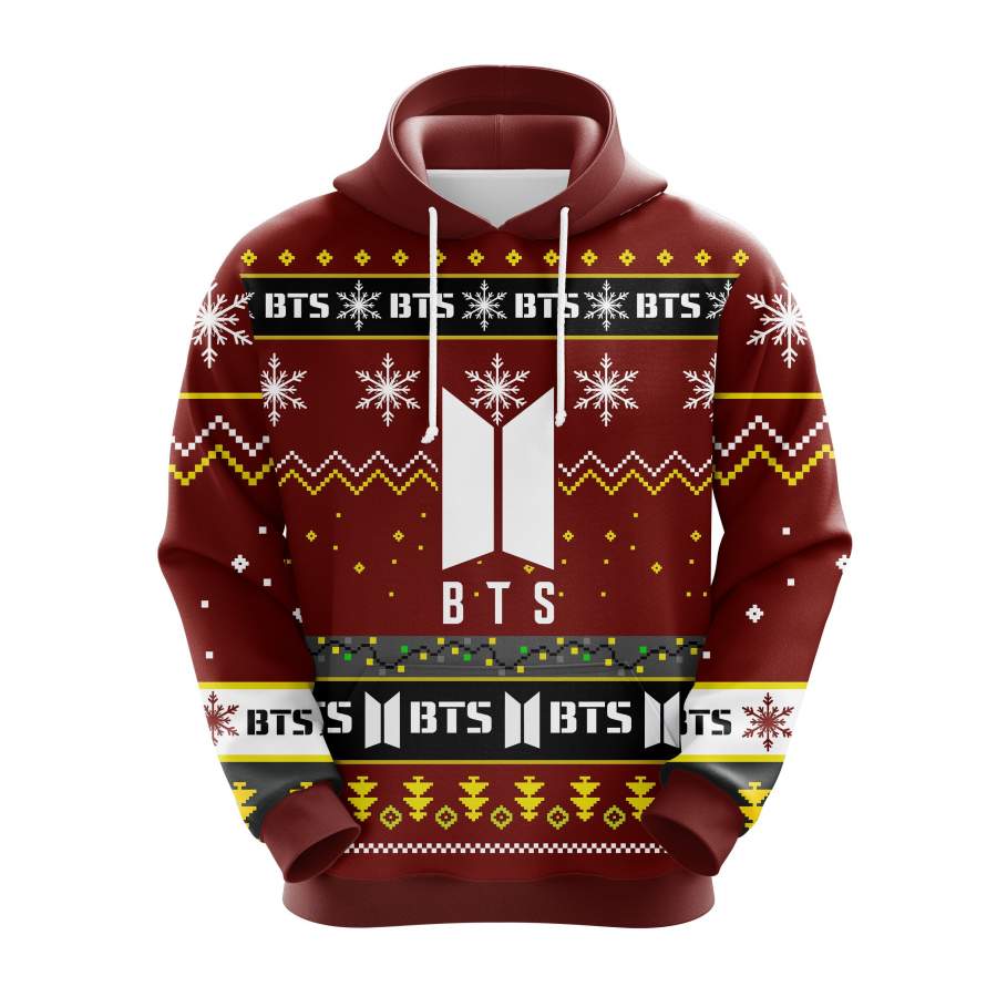 BTS Christmas cute Noel Mc Ugly Hoodie Blue 1- Amazing Gift idea
