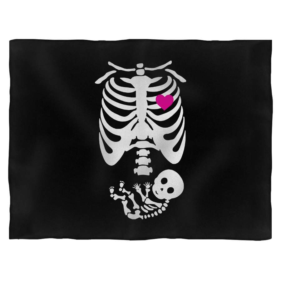 Pregnant Skeleton Halloween Blanket