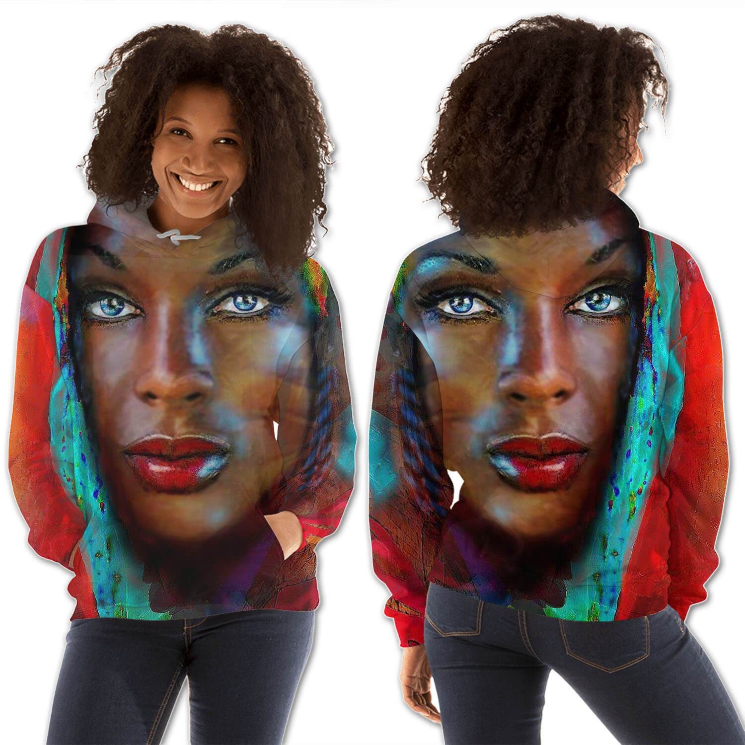 African American Hoodies Beautiful African American Woman All Over Print Womens Hooded Sweatshirt African American Clothing BPS52152