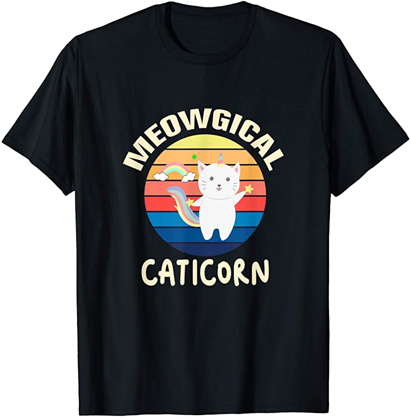 Meowgical Caticorn Cat Kitten Unicorn Rainbow Kawaii Style T-Shirt