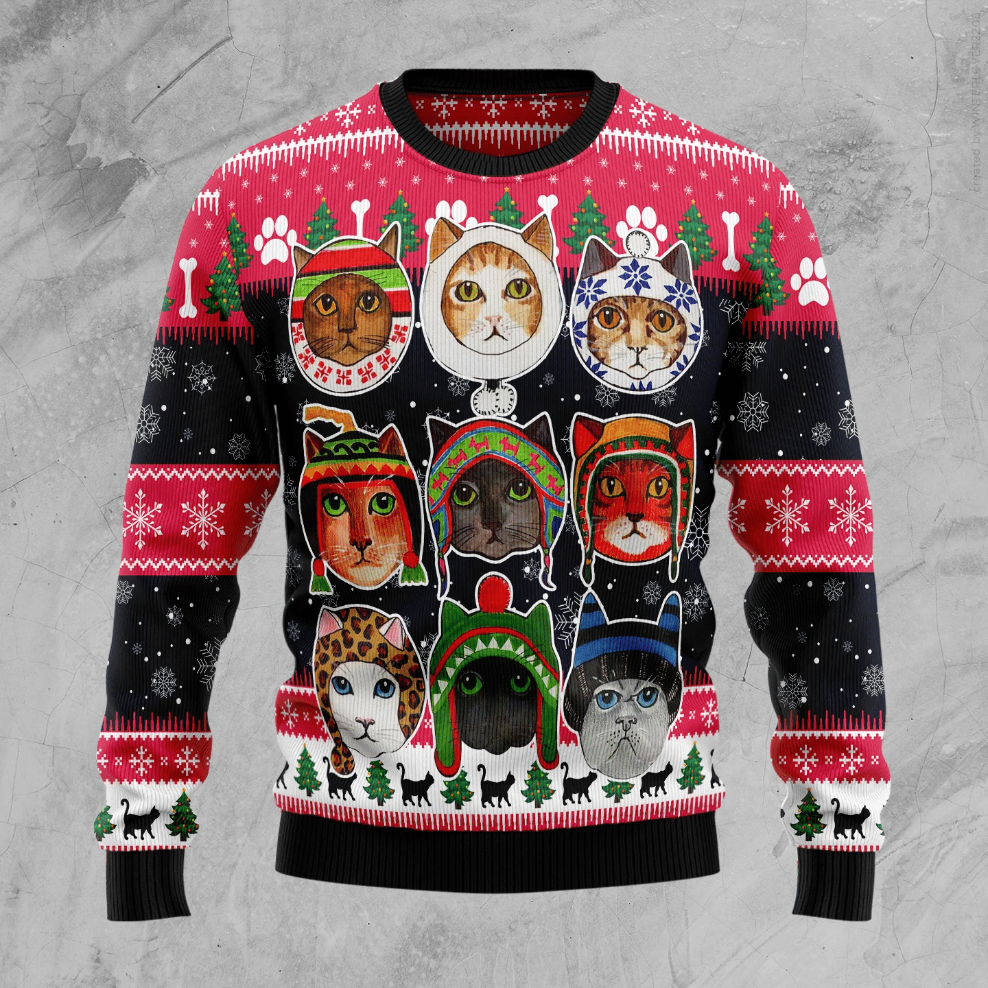 Cats In Winter Christmas Ugly Sweater