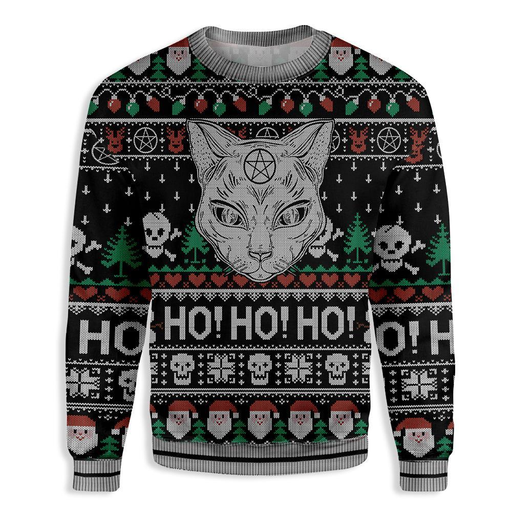 Black Cat Wicca Ugly Christmas Sweater | For Men & Women | Adult | Us5481