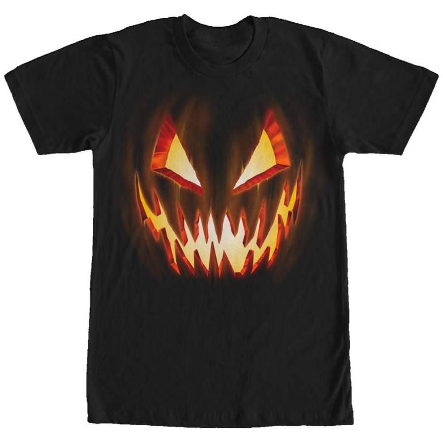 Lost Gods Men’s Halloween Evil Pumpkin Face  T Shirt Black