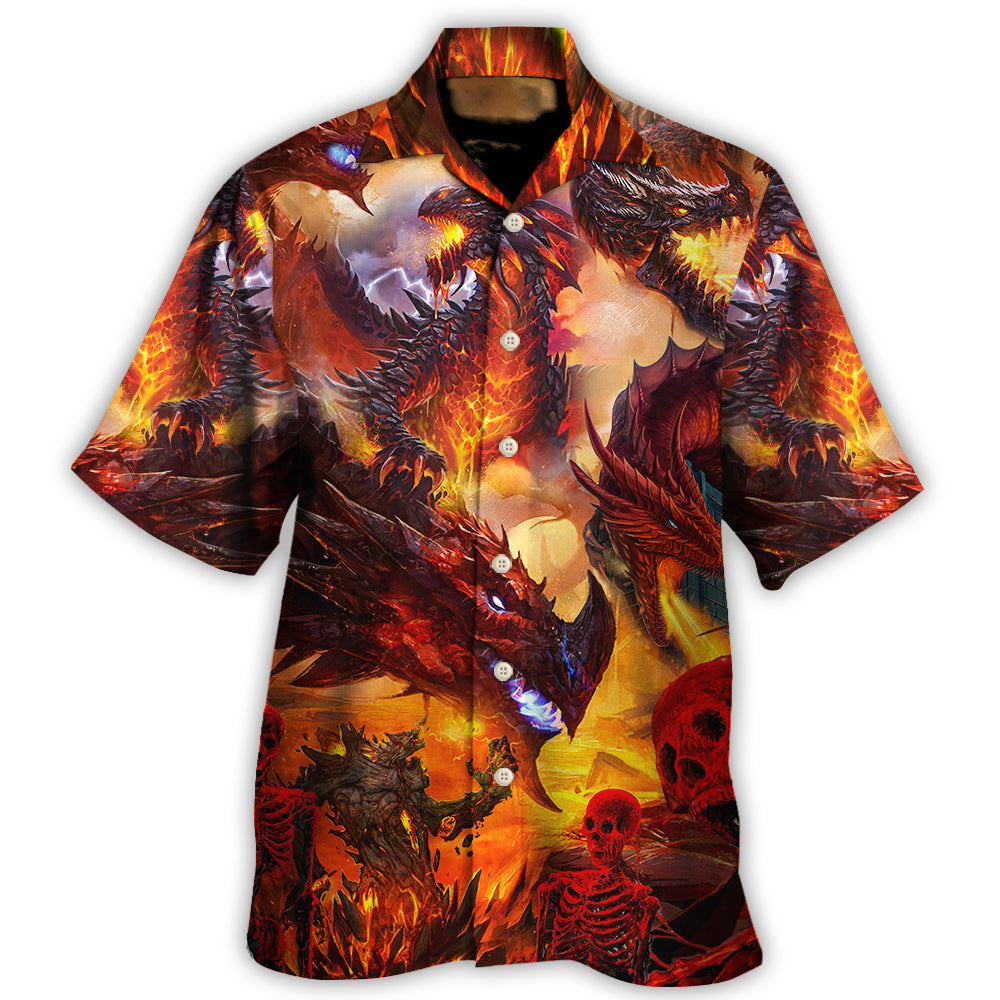 Dragon Red Skull Fire Art Style Hawaii Shirt Ha104949