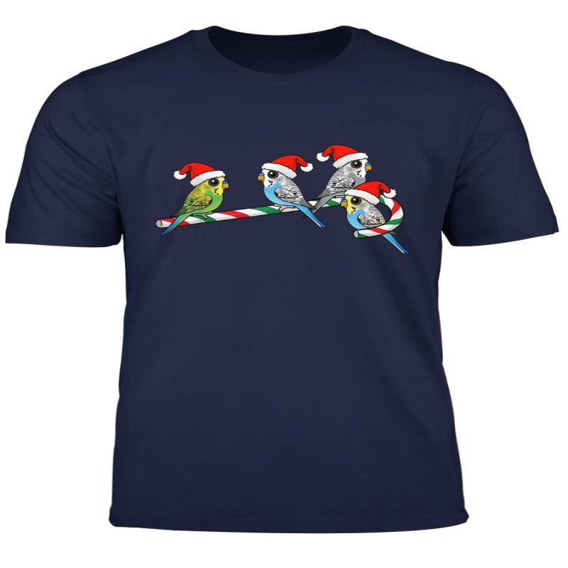 Santa Claus Budgies On Christmas Candy Cane T Shirt