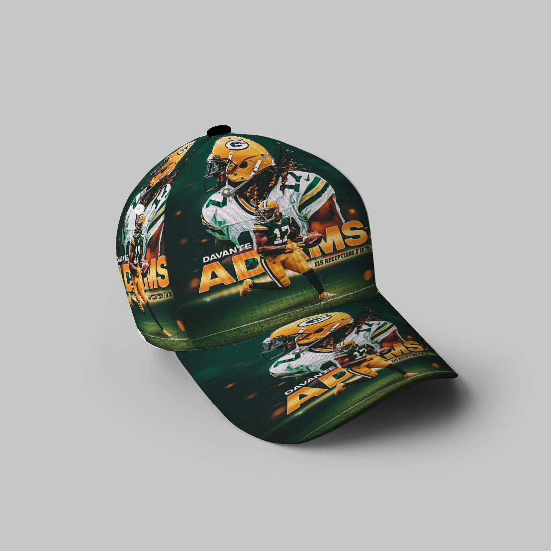 Green Bay Packers Davante Adams No17 V6 3D Printing Baseball Cap Classic Hat