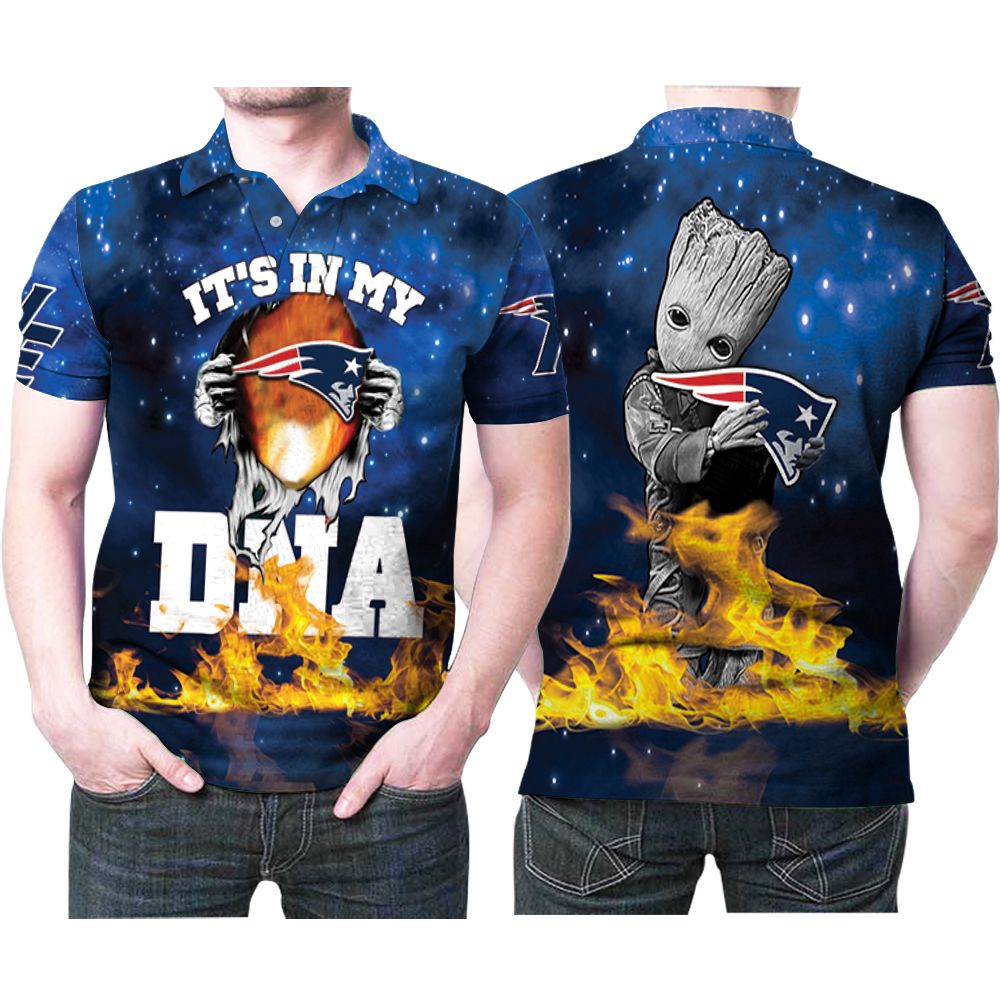 Groot It Is In My New England Patriots Dna Fire Galaxy 3D Printed Gift For New England Patriots Fan Polo Shirt