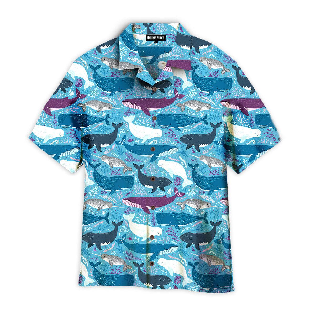 Whales With Marine Mammals Under Sea Hawaiian Shirt | For Men & Women | Wt6710