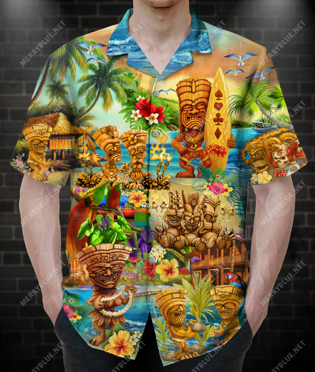 Aloha Tiki On The Beach Unisex Hawaiian Shirt