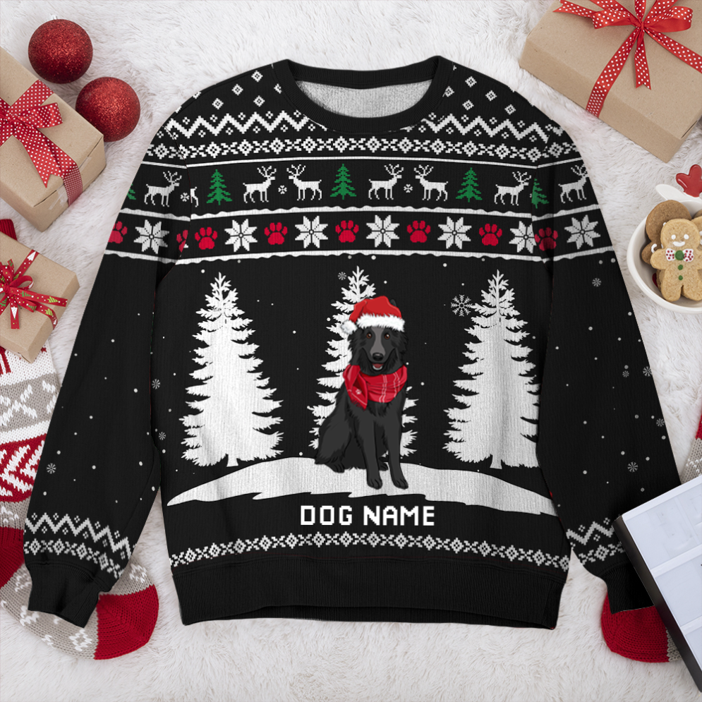 Belgian Shepherd Winter Dog Personalized Sweater, Dog Ugly Christmas Sweater