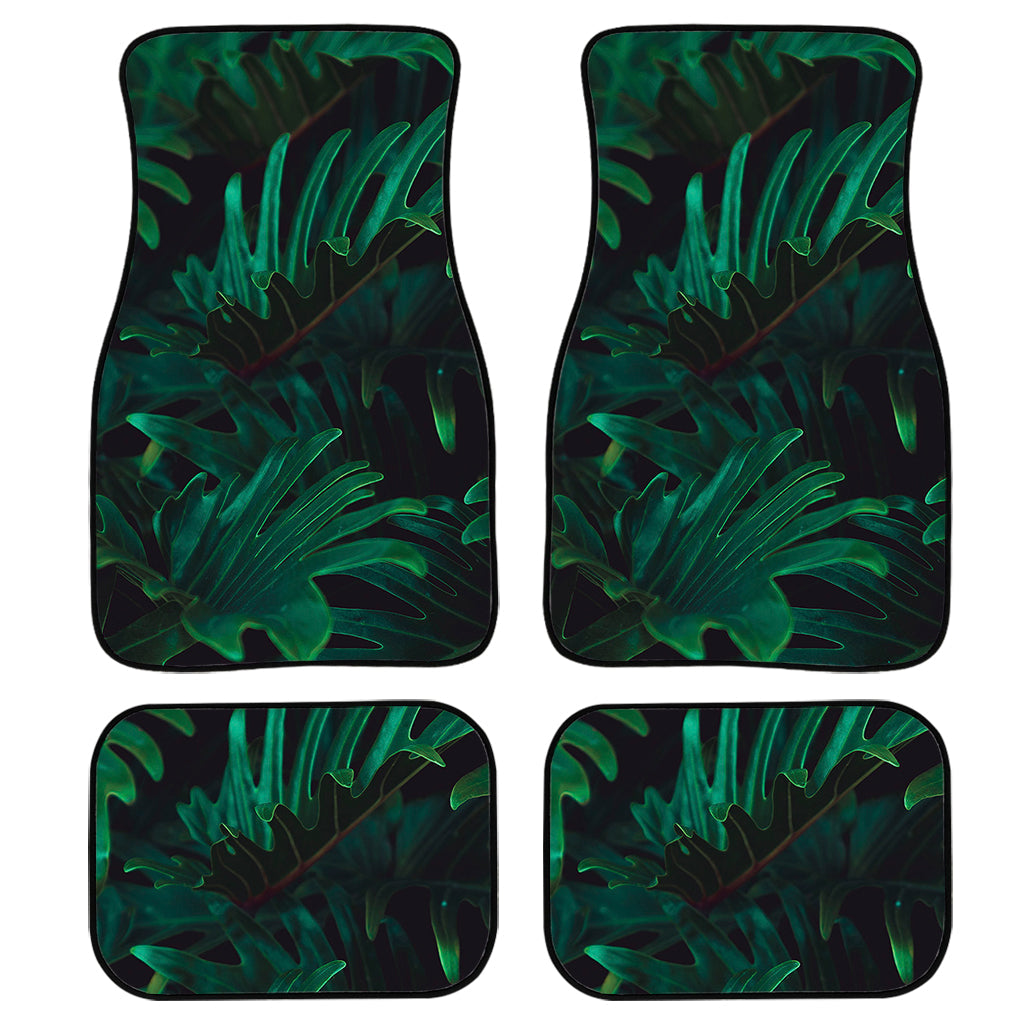 Tropical Fern Leaf Print Front And Back Car Floor Mats, Front Car Mat