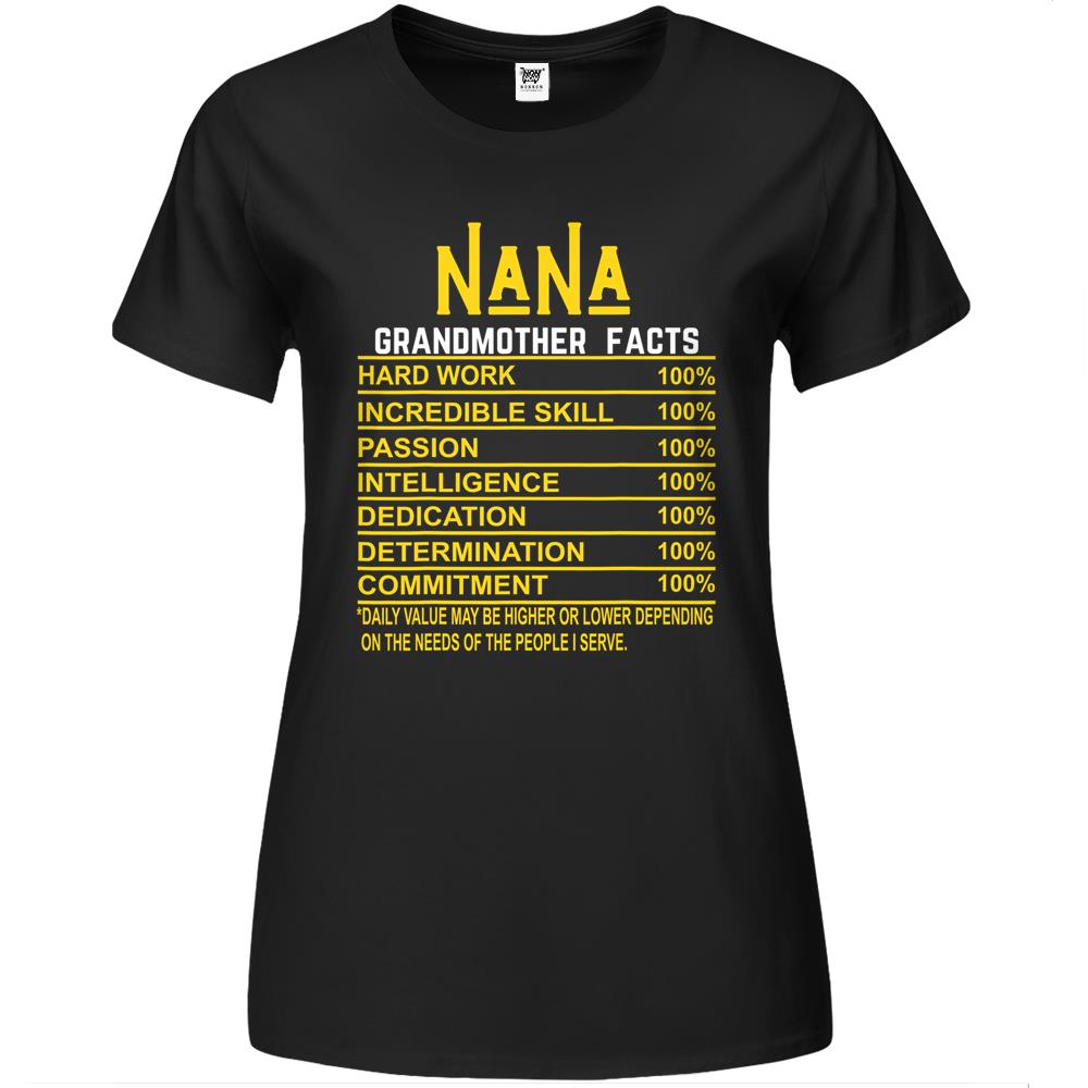 Nutritional Facts Shirt, Nutrition Facts Premium Womens T Shirts, Nana Grandmother Facts Grandma Nutritional Fact Premium Womens T Shirts