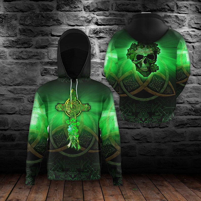 Patrick’S Day Cross And Skull Hoodie Shirt Gift For Friends Birthday