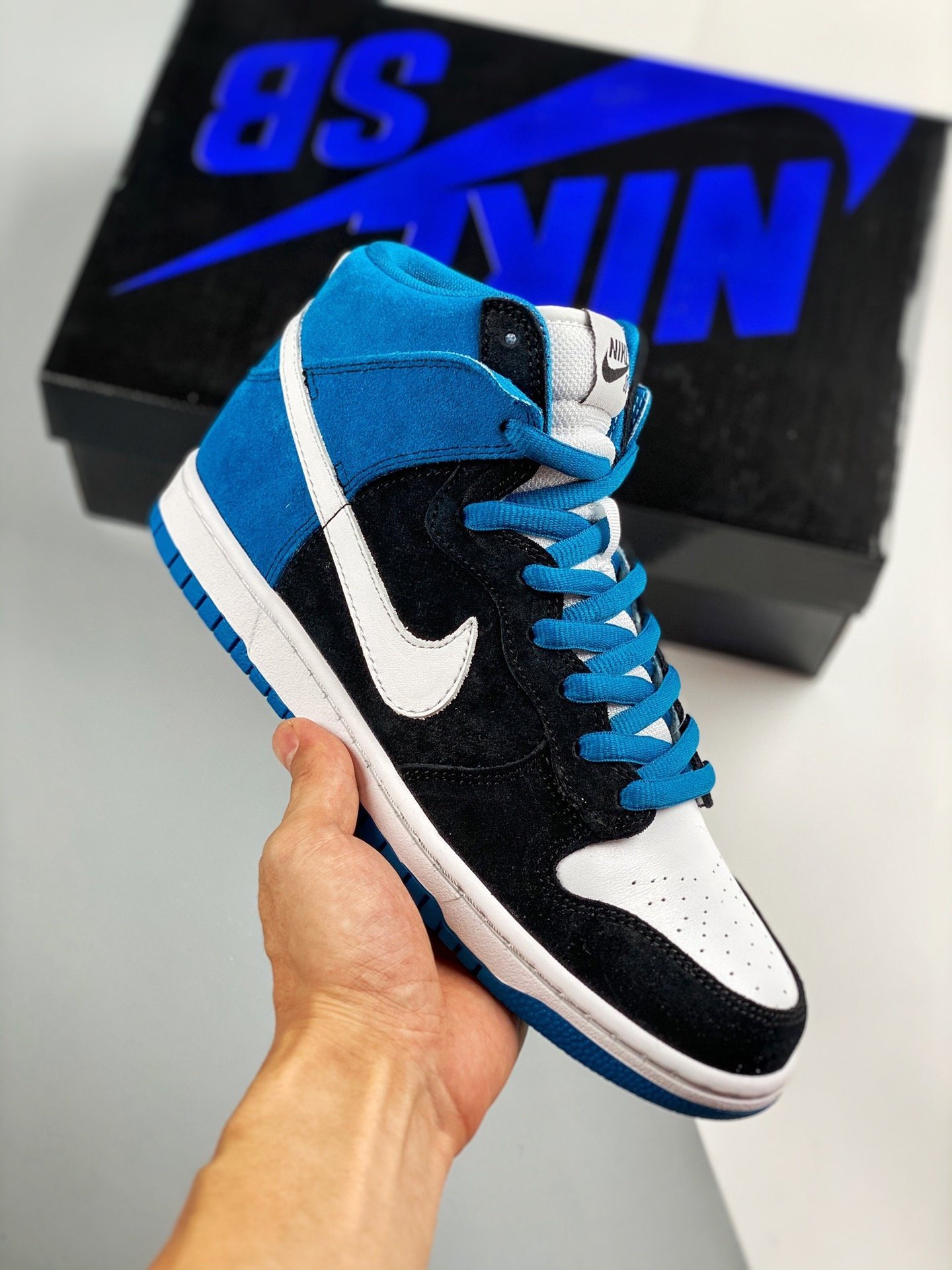 Nike SB Dunk High Send Help BlackWhite-Blue Reef 5339161