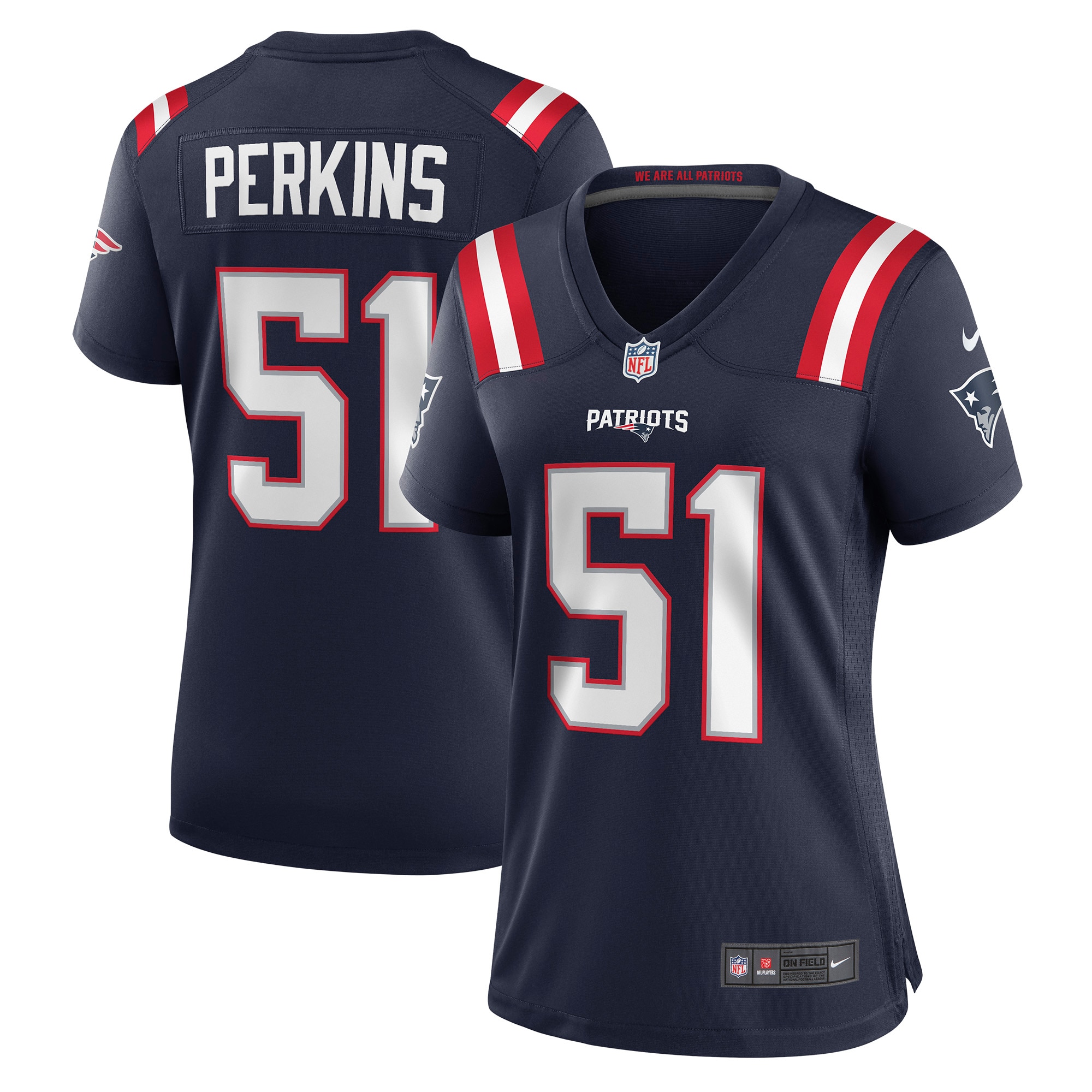 Ronnie Perkins New England Patriots Women's Game Jersey – Navy