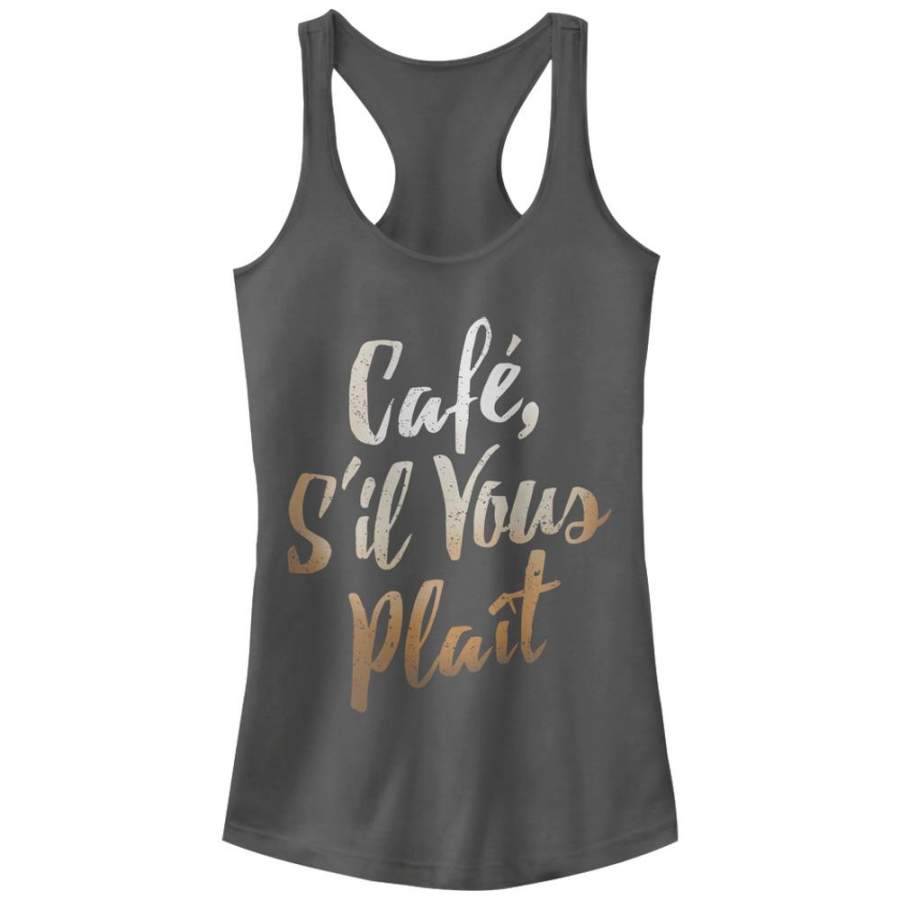 CHIN UP Junior’s Cafe S’il Vous Plait  Racerback Tank Charcoal