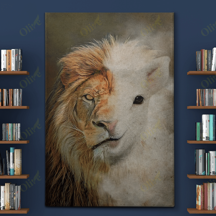 The Lion And The Lamb Canvas Prints Art Poster Print, Wall Art Canvas, Poster Canvas Wall Decor