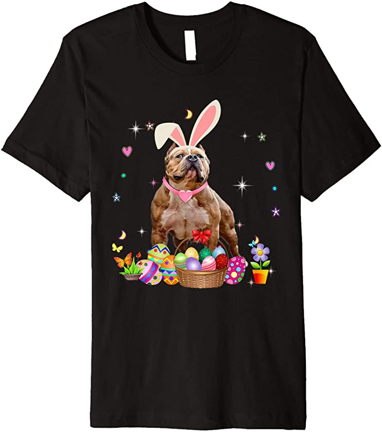 Cute Pitbull Easter Day Bunny Eggs Easter Costume Womens Premium T-Shirt