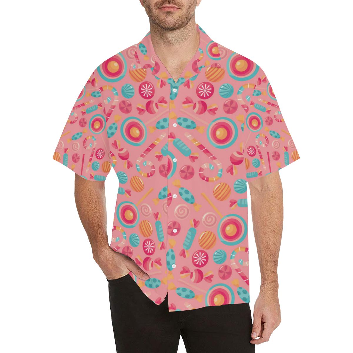 Colorful candy pattern Men’s All Over Print Hawaiian Shirt