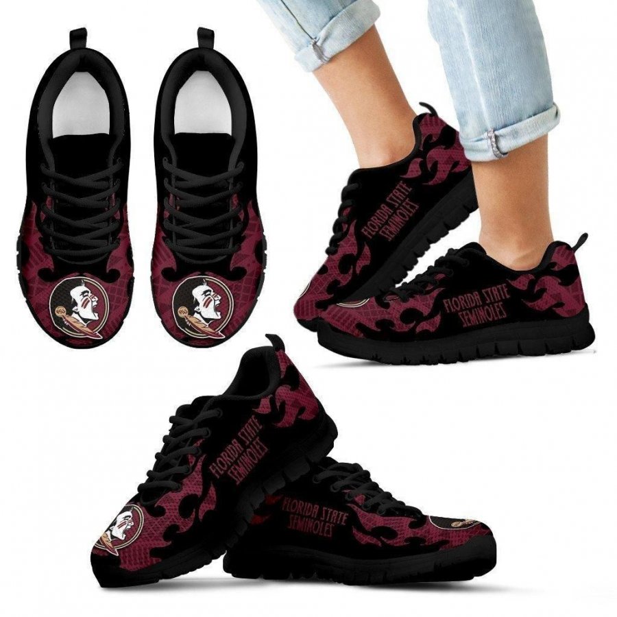 Tribal Flames Pattern Florida State Seminoles Sneakers #872