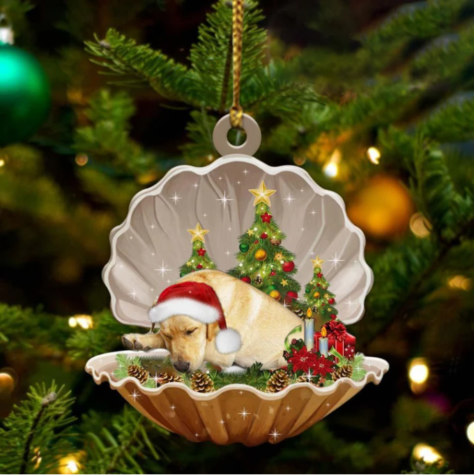 Yellow Labrador-Sleeping Pearl In Christmas Two Sided Ornament