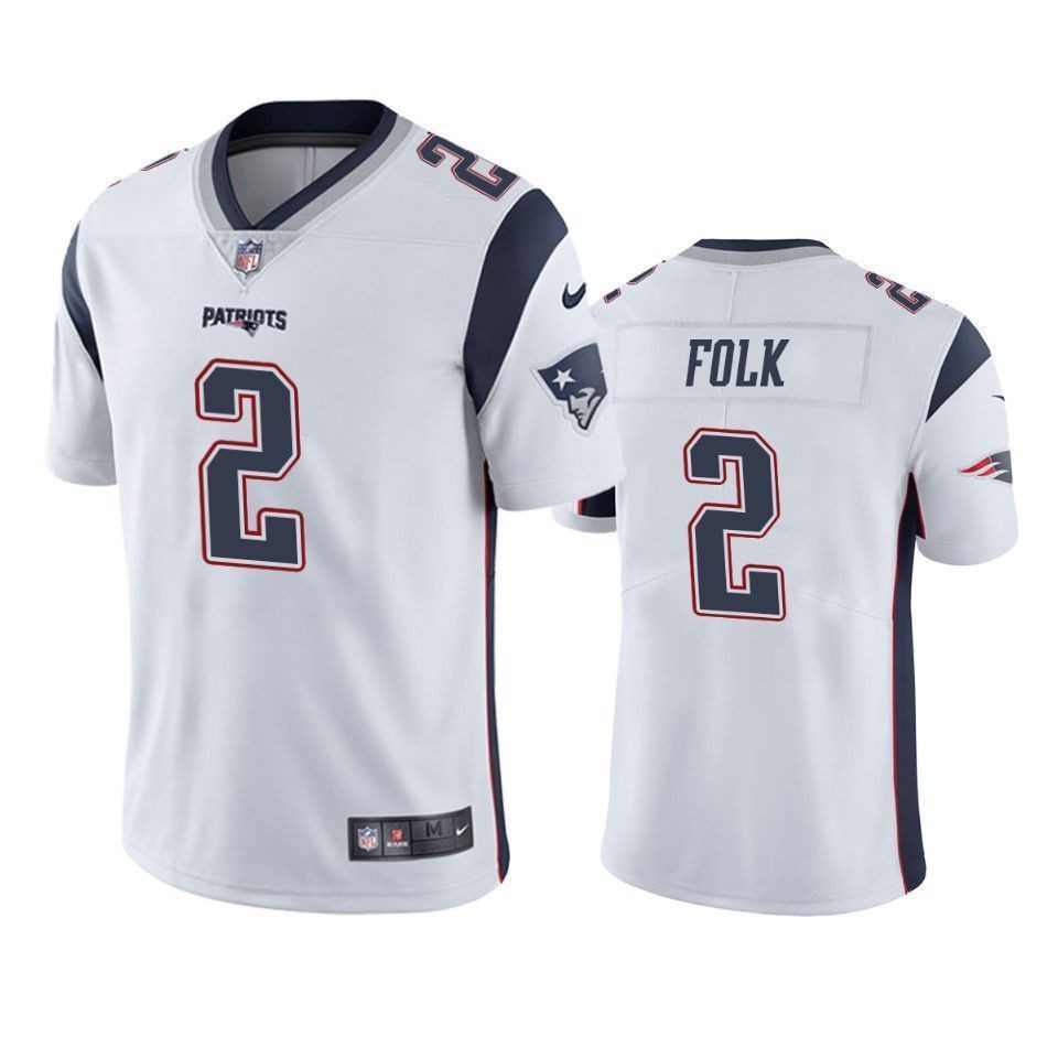 New England Patriots Nick Folk White Vapor Limited 3D Jersey