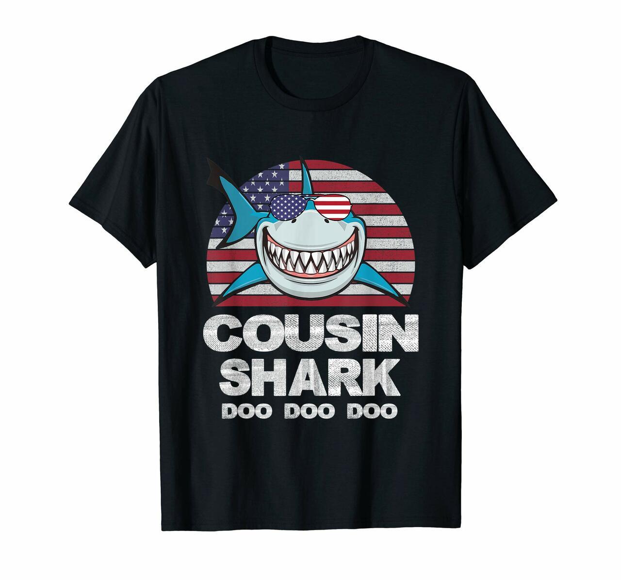 Cousin Shark Shirt American Flag Fathers Day 4Th Of July T-Shirt News