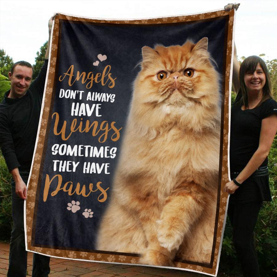 Persian Cat Angels Have Paws Blanket Cat Print Blanket Cats Gifts