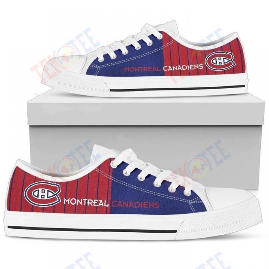 Mens Womens Simple Design Vertical Stripes Montreal Canadiens Low Top Shoes Custom Print Footwear Converse Sneakers TMT524