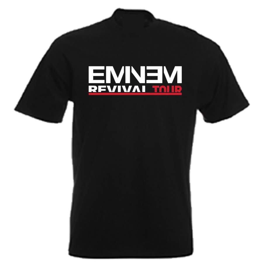 Mens Eminem Revival 2018 Tour T Shirt Rapper Hip Hop Rap God Graphic Tee Shirt Cotton T Shirt Casual Tops