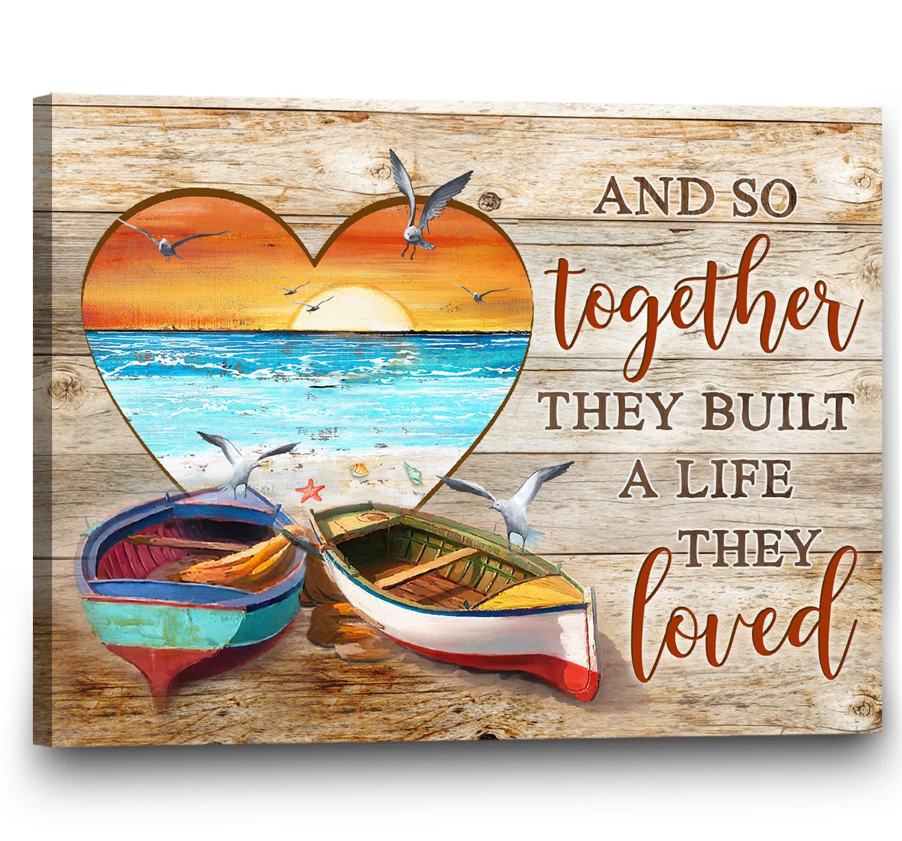 And So Together They Built A Life They Loved, Beach Landscape Poster & Canvas Gift For Couple For Valentine’S Day Home Decor Wall Art Visual Art