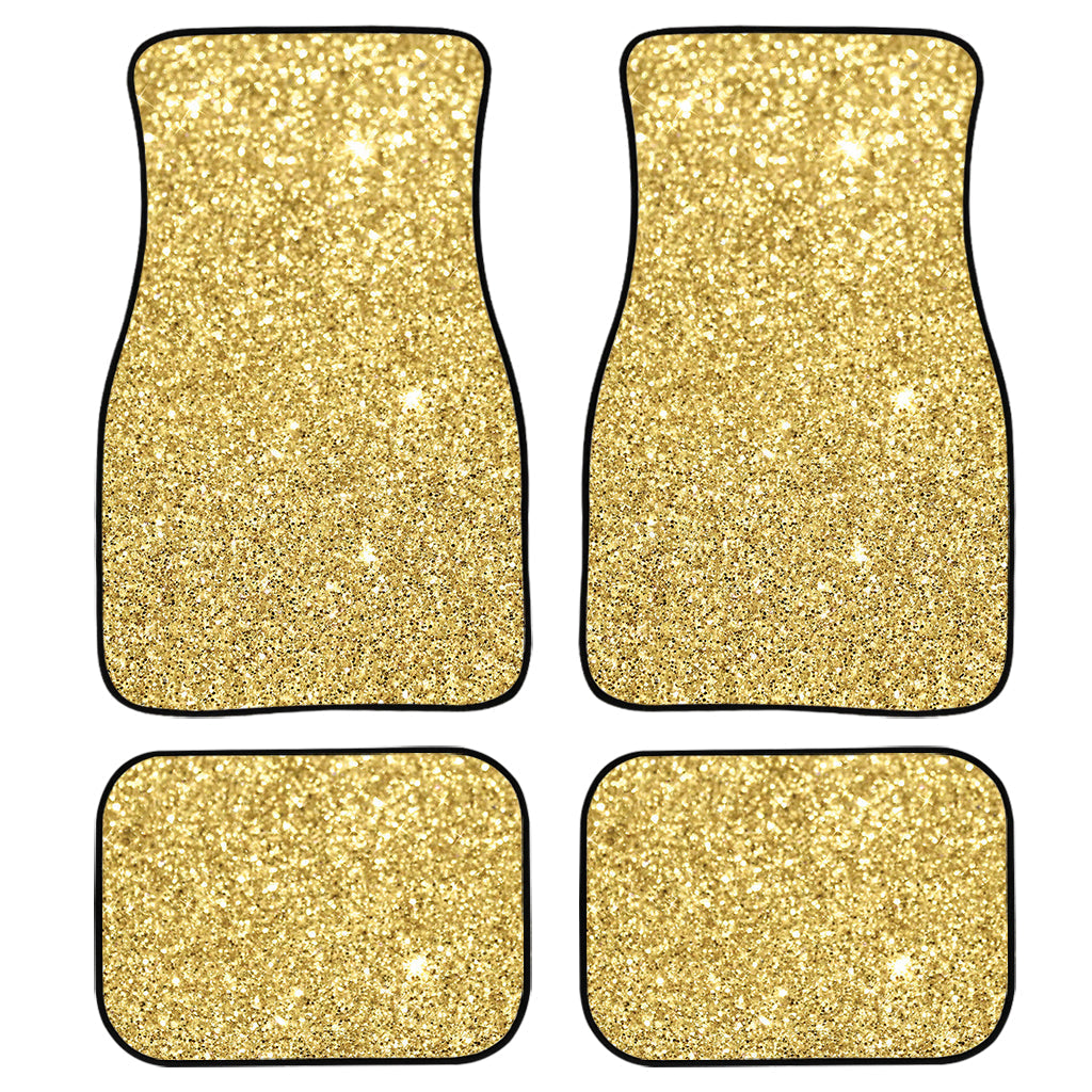 Gold Glitter Texture Print Front And Back Car Floor Mats, Front Car Mat