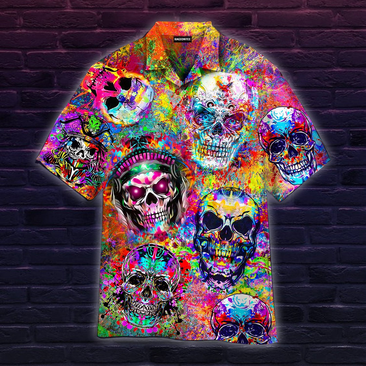 Crazy Colorful Skull Art Aloha Hawaii Shirts For Men Women Ha41719