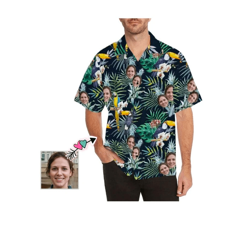 Beach Shirt Funny Custom Face Tropical Parrot Unisex Hawaiian Aloha Shirts