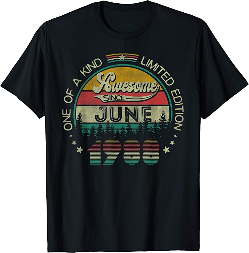 33 Years Old Vintage June 1988 33rd Birthday Gift T-Shirt