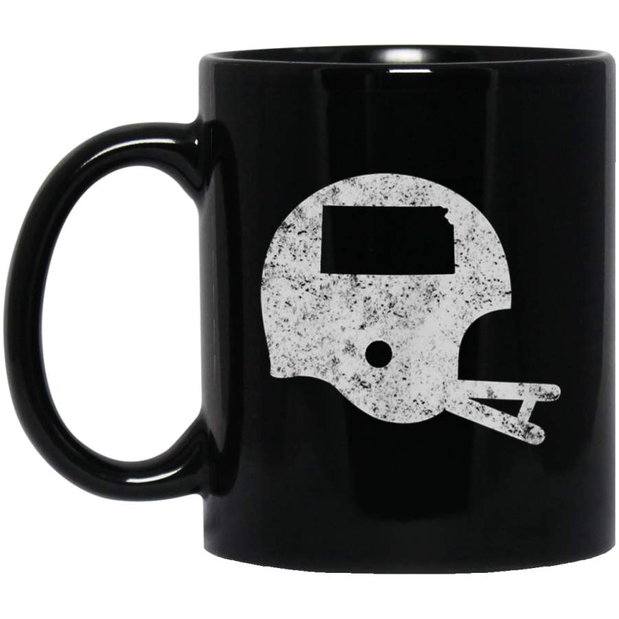 Vintage Kansas Football Helmet State Outline Mug