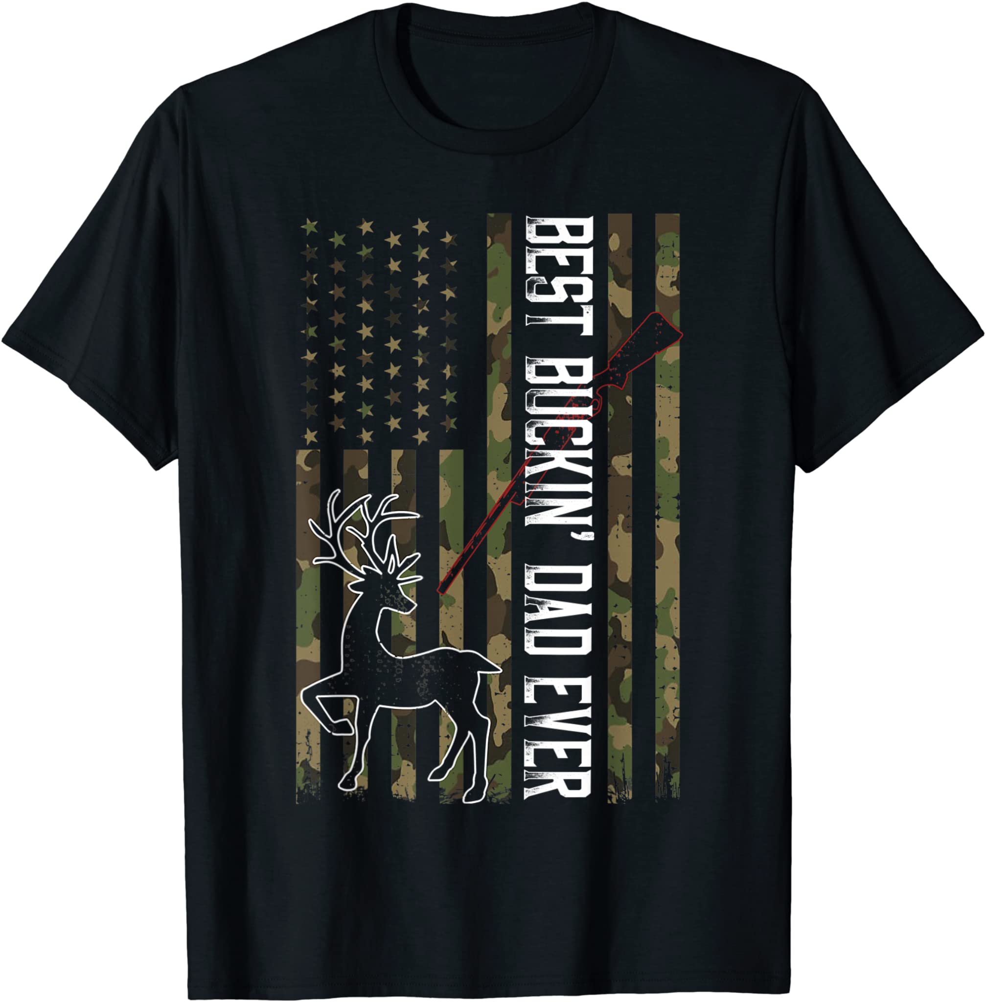 Mens Best Buckin’ Dad Ever Shirt Camo Deer Hunting Bucking T-Shirt