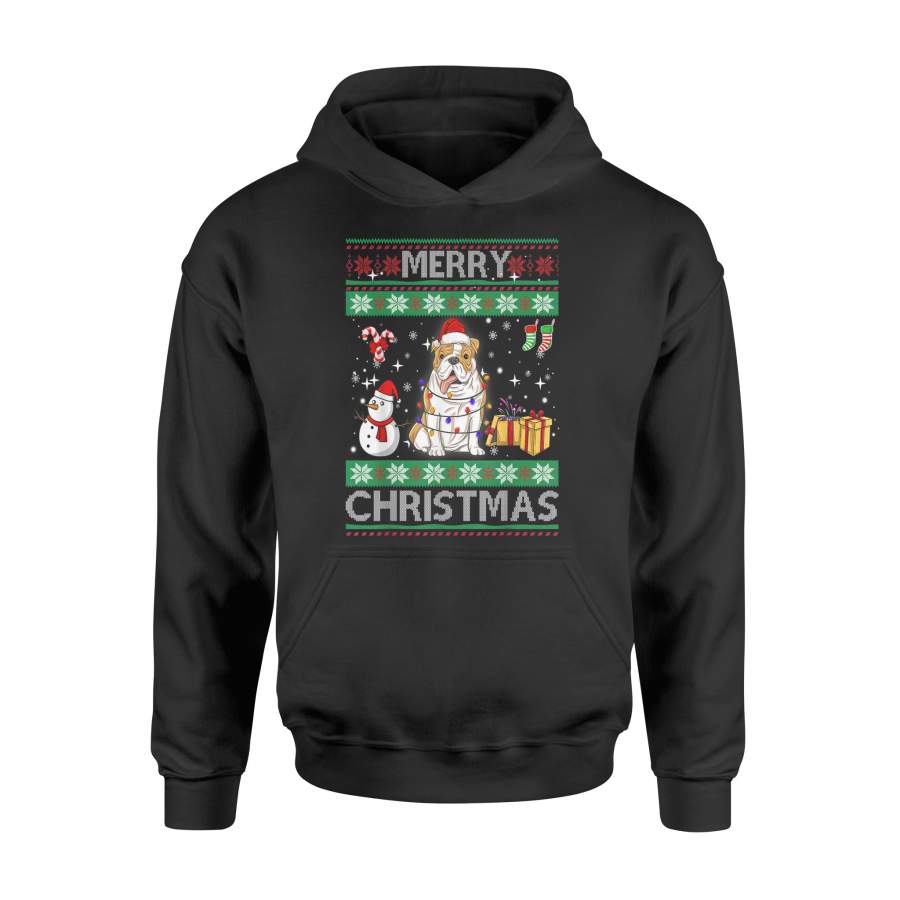 Bulldog Dog Owner Ugly Christmas Santa Gift Funny T-Shirt – Standard Hoodie