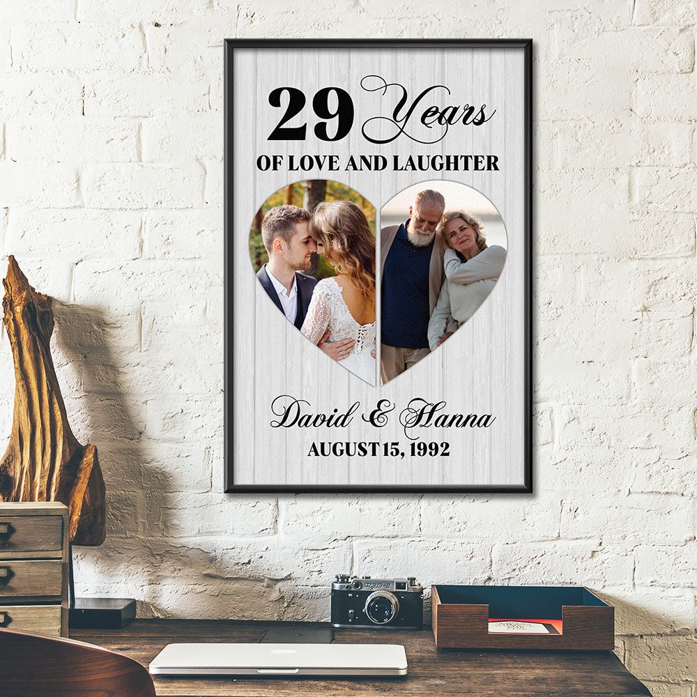 Personalized Names & Date 29Th Wedding Anniversary Gifts Poster For Couple, Husband & Wife, Her, Him
