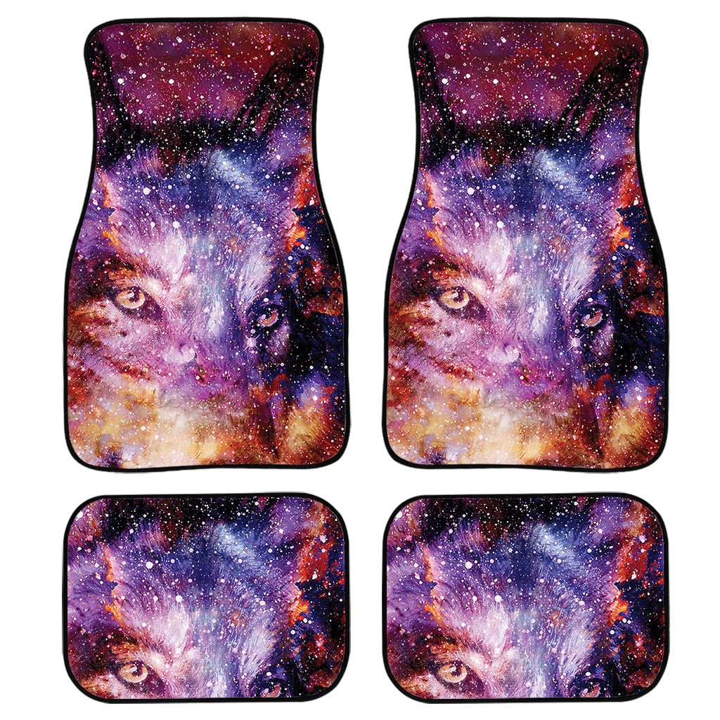 Galaxy Wolf Portrait Print Front And Back Car Floor Mats, Front Car Mat