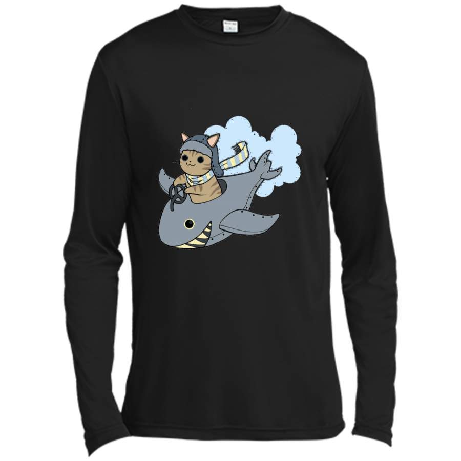 Cat Shark Plane Adorable Pilot Tee Long Sleeve Moisture Absorbing Shirt