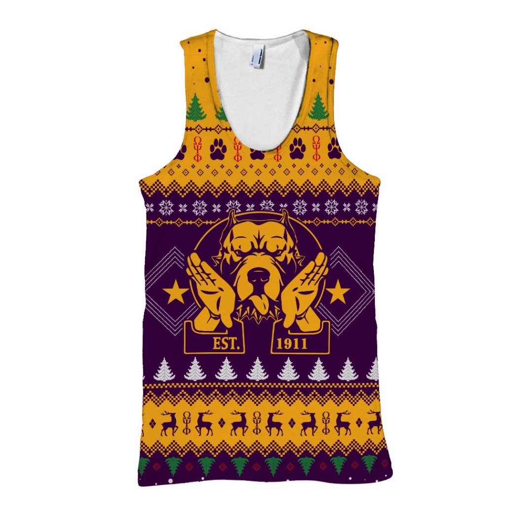 Masonstars Tank Top – Omega Psi Phi Bulldog Hand Sign Christmas Tank Top J5