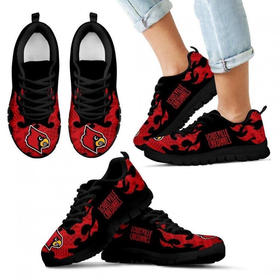 Tribal Flames Pattern Louisville Cardinals Sneakers #765